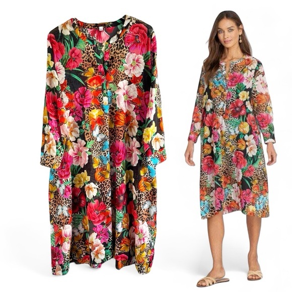 Johnny Was Dresses & Skirts - Johnny Was Sandra Dreamer Seaside A-line Dress Bird Flora Butterflies SZ L